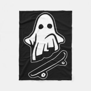 Ghost Skateboarding Halloween Costume Funny Ghoul  Fleece Blanket