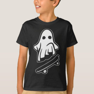 Ghost Skateboarding Halloween Costume Funny Ghoul T-Shirt