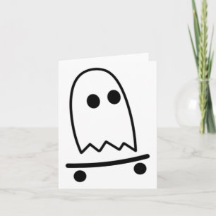 Ghost Skateboarding Lazy Halloween Costume Fun Ska Card