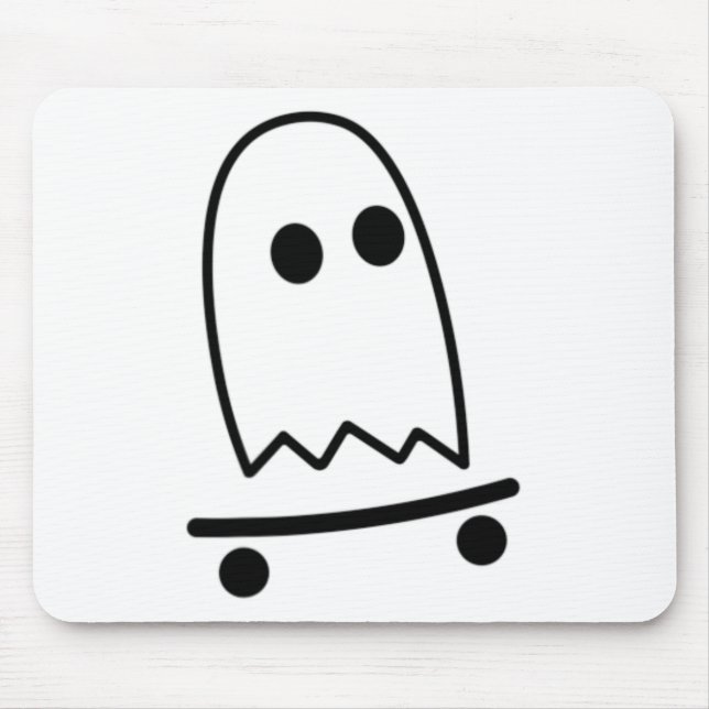 Ghost Skateboarding Lazy Halloween Costume Fun Ska Mouse Pad (Front)
