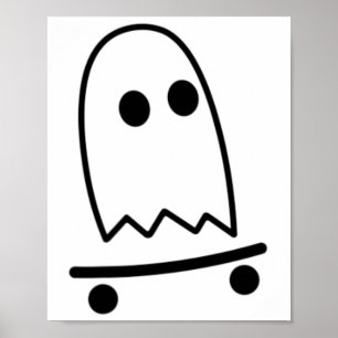 Ghost Skateboarding Lazy Halloween Costume Fun Ska Poster