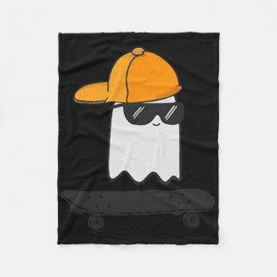 Ghost Skateboarding Lazy Halloween Costume Funny S Fleece Blanket