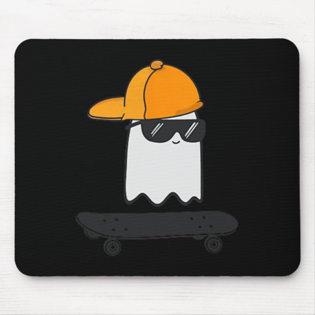 Ghost Skateboarding Lazy Halloween Costume Funny S Mouse Pad (Front)