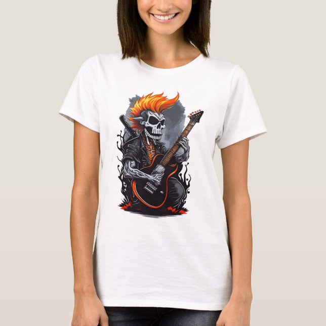 Ghost Skull Playing Guitar T-Shirt (Front)