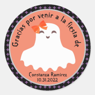 Ghost Spanish Halloween Gracias Thank You Party  Classic Round Sticker