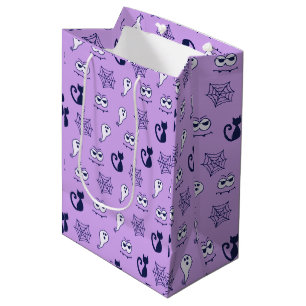 Ghost, Spiderwebs and Black Cats Purple Medium Gift Bag