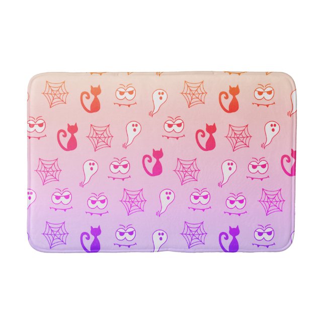 Ghost, Spiderwebs and Black Cats Rainbow Bath Mat (Front)
