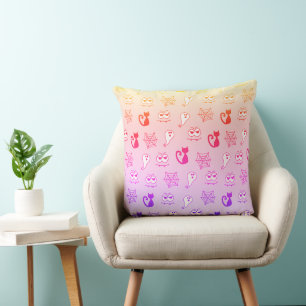 Ghost, Spiderwebs and Black Cats Rainbow Cushion