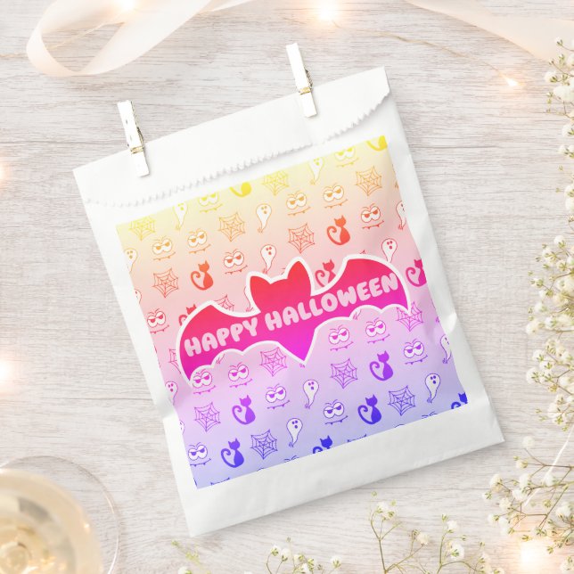 Ghost, Spiderwebs and Black Cats Rainbow Favour Bags (Clipped)