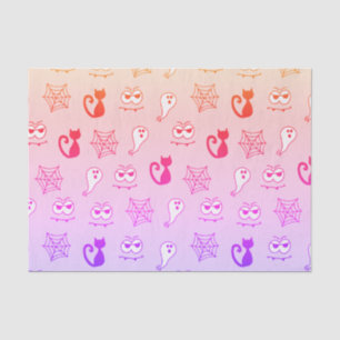 Ghost, Spiderwebs and Black Cats Rainbow Pink Tissue Paper