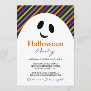 Ghost Stripes Halloween Party Invitations