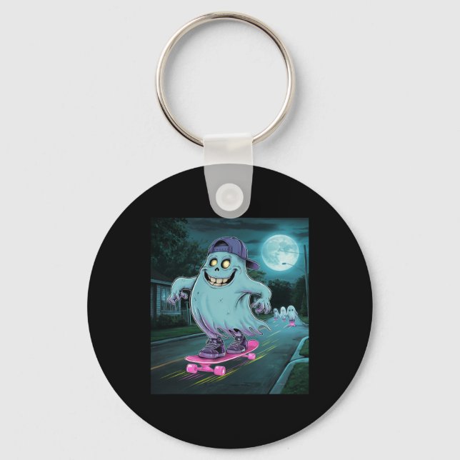 Ghost Summerween Just Waiting For Halloween  Key Ring (Front)