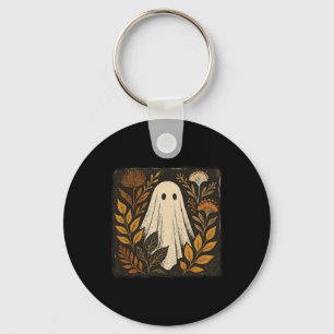 Ghost Tee Fall Autumn Vibes Graphic Whimsical Flor Key Ring