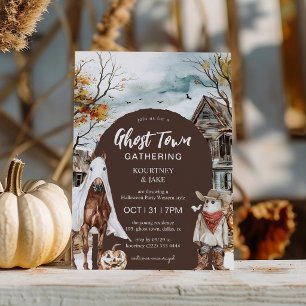 Ghost Town Gathering Western Halloween Party Invitation