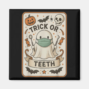 Ghost Trick Or Teeth Dental Tarot Card Halloween D Magnet