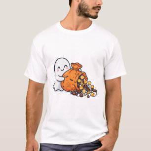Ghost Trick or Treat Candy Bag Cute Halloween Art T-Shirt