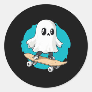 Ghost Trippy Vaporwave Halloween Techno Rave Edm M Classic Round Sticker