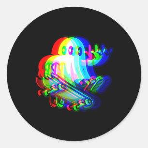 Ghost Trippy Vaporwave Halloween Techno Rave Edm M Classic Round Sticker