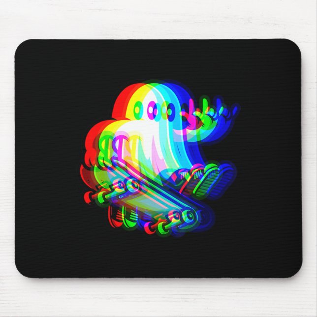 Ghost Trippy Vaporwave Halloween Techno Rave Edm M Mouse Pad (Front)