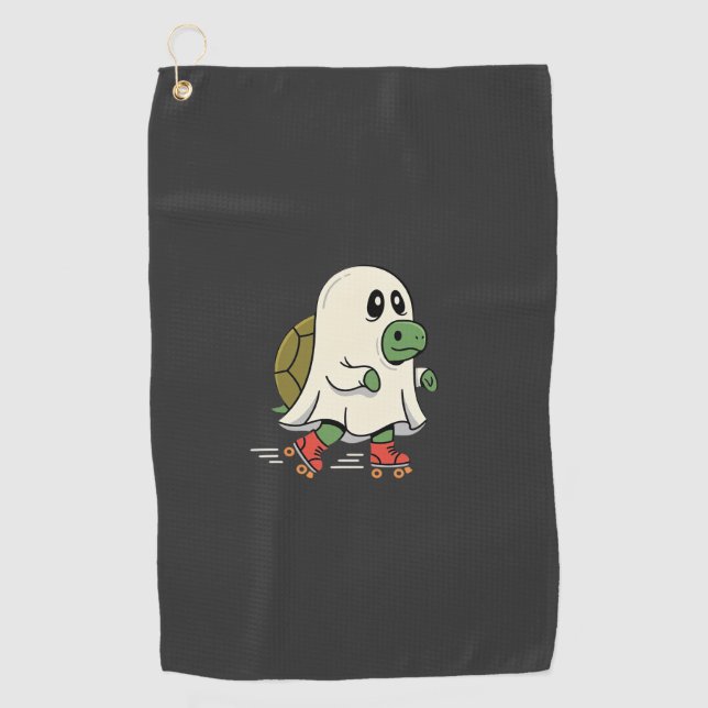 Ghost Turtle Roller Skates Halloween Design_1 Golf Towel (Front)