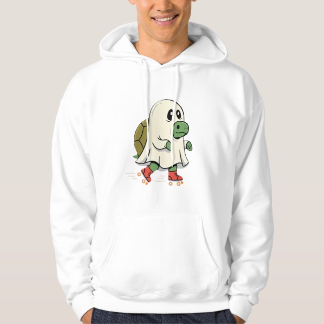 Ghost Turtle Roller Skates Halloween Design_1 Hoodie (Front)
