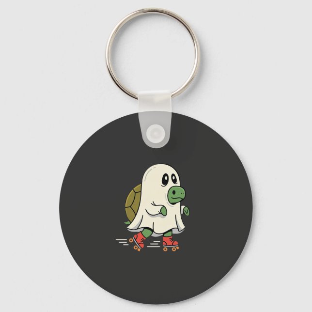 Ghost Turtle Roller Skates Halloween Design_1 Key Ring (Front)