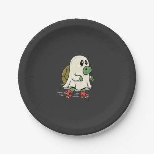 Ghost Turtle Roller Skates Halloween Design_1 Paper Plate