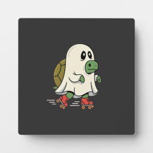 Ghost Turtle Roller Skates Halloween Design_1 Plaque