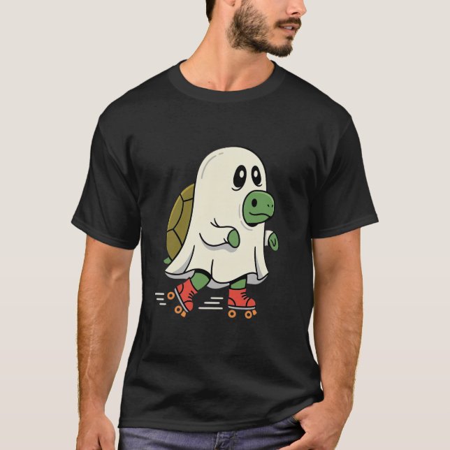 Ghost Turtle Roller Skates Halloween Design_1 T-Shirt (Front)