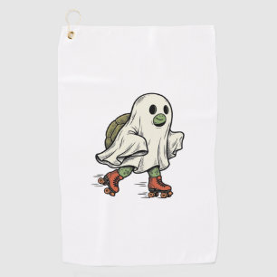 Ghost Turtle Roller Skating Vintage Halloween Desi Golf Towel