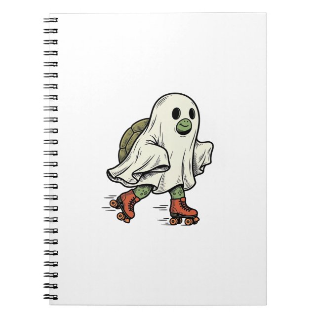 Ghost Turtle Roller Skating Vintage Halloween Desi Notebook (Front)