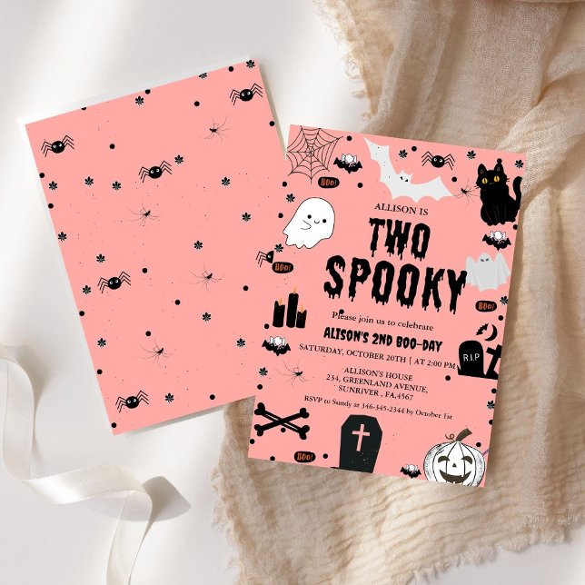  Ghost  Two Spooky Halloween 2nd Birthday party Invitation (Creator Uploaded)
