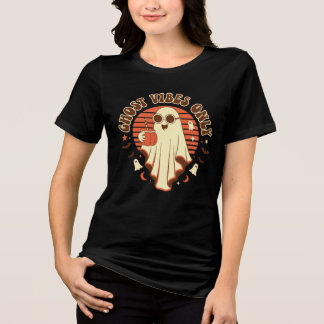 Ghost Vibes Only Retro Cute Halloween Tri-Blend Shirt