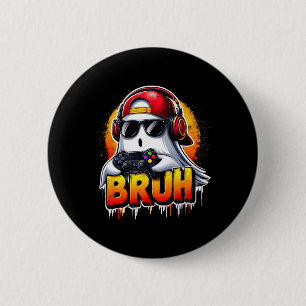 Ghost Video Game Bruh Halloween Gaming Controller 6 Cm Round Badge