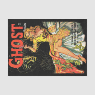 Ghost Vintage Horror Comics Lady Yellow Decoupage Tissue Paper