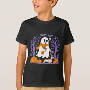 Ghost Walking Dachshund Funny Spooky Season T-Shirt