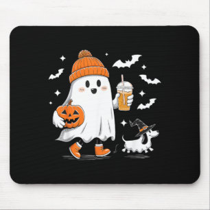 Ghost Walking Dachshund Spooky Season Halloween Mouse Pad