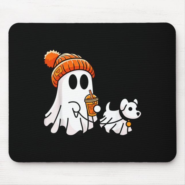 Ghost Walking Dog Funny Halloween Costume Mouse Pad (Front)
