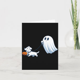 Ghost Walking Dog Ghost Dog Halloween Cute Spooky Card