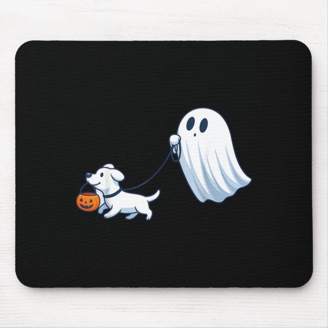 Ghost Walking Dog Ghost Dog Halloween Cute Spooky Mouse Pad (Front)