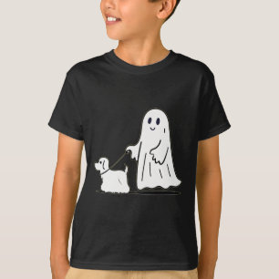 Ghost Walking Dog Ghostie Funny Halloween Dog Love T-Shirt