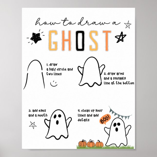Ghost Wall Art, Kid Halloween Decor, Fall Print (Front)