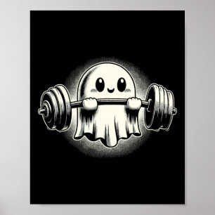 Ghost Weightlifting Funny Ghost Workout Halloween Poster