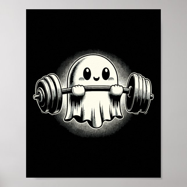 Ghost Weightlifting Funny Ghost Workout Halloween  Poster (Front)