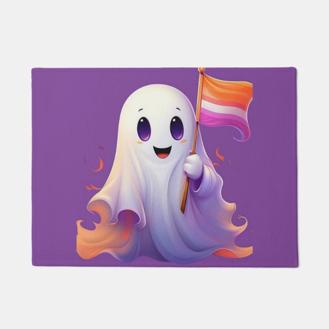 Ghost whit lesbian flag doormat (Front)