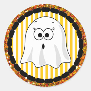 Ghost White and Orange Stripes Halloween Stickers