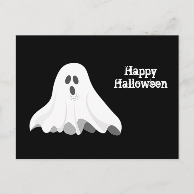 Ghost White Screaming Graphic Halloween Postcard (Front)