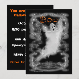 Ghost White Scroll Border Invitation