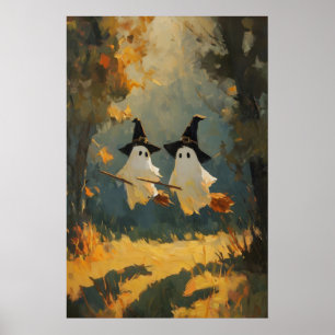 Ghost Witch Painting, Printed Halloween Wall . 1 Poster