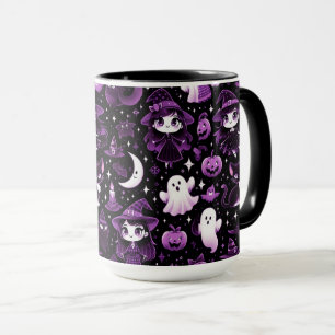 Ghost, Witches, Black Cats, Bats and Moons Mug